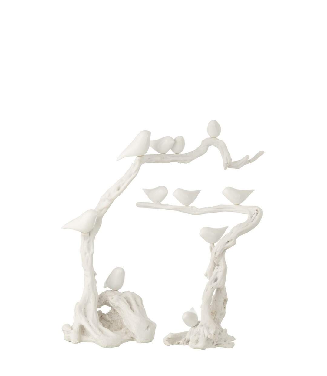 Oiseaux sur Branche en Résine Maribel 46cm Blanc-2