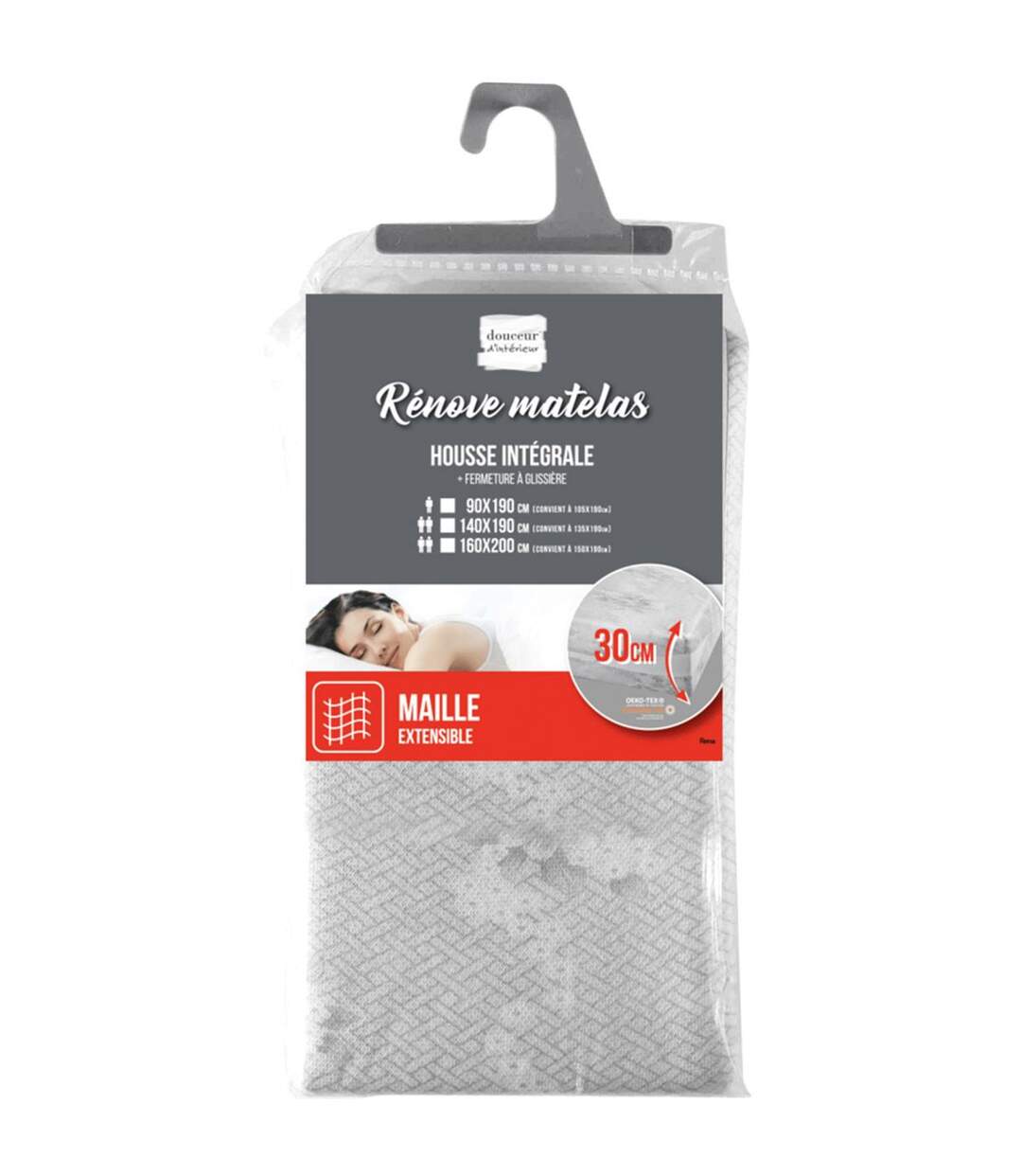 Housse Rénove Matelas Rena 90x190cm Gris-2