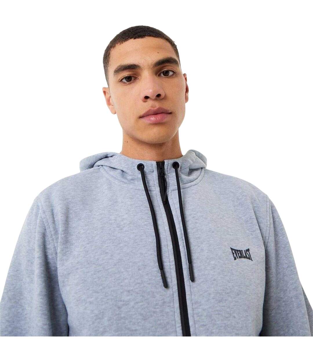 Mens Premium Full Zip Hoodie Grey Marl Everlast-4