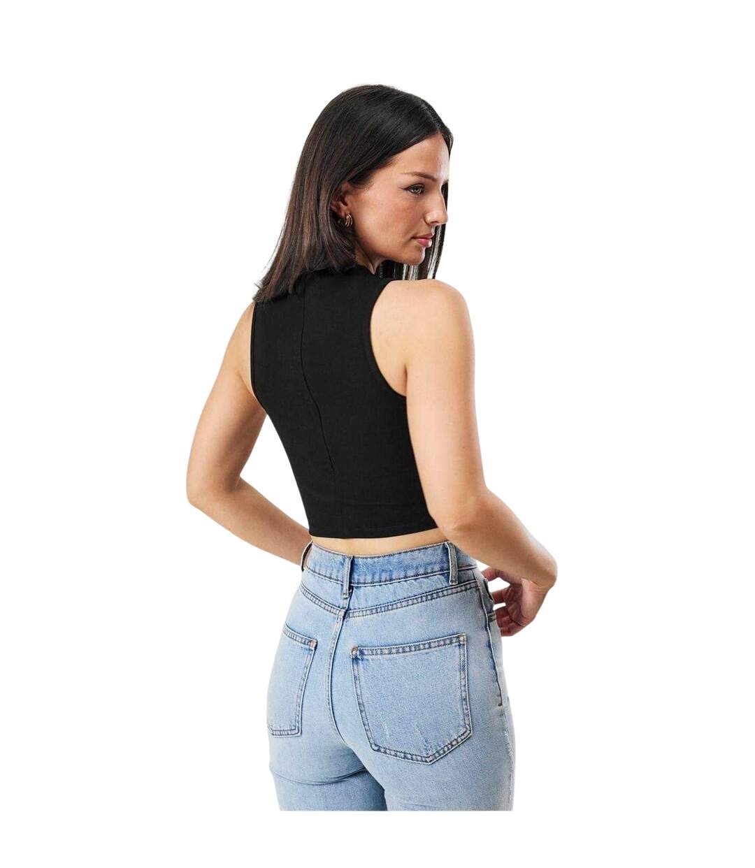 Womens/ladies Plain Cut Out Slim Tank Top Black Jack Wills-3