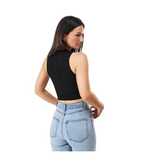 Womens/ladies Plain Cut Out Slim Tank Top Black Jack Wills