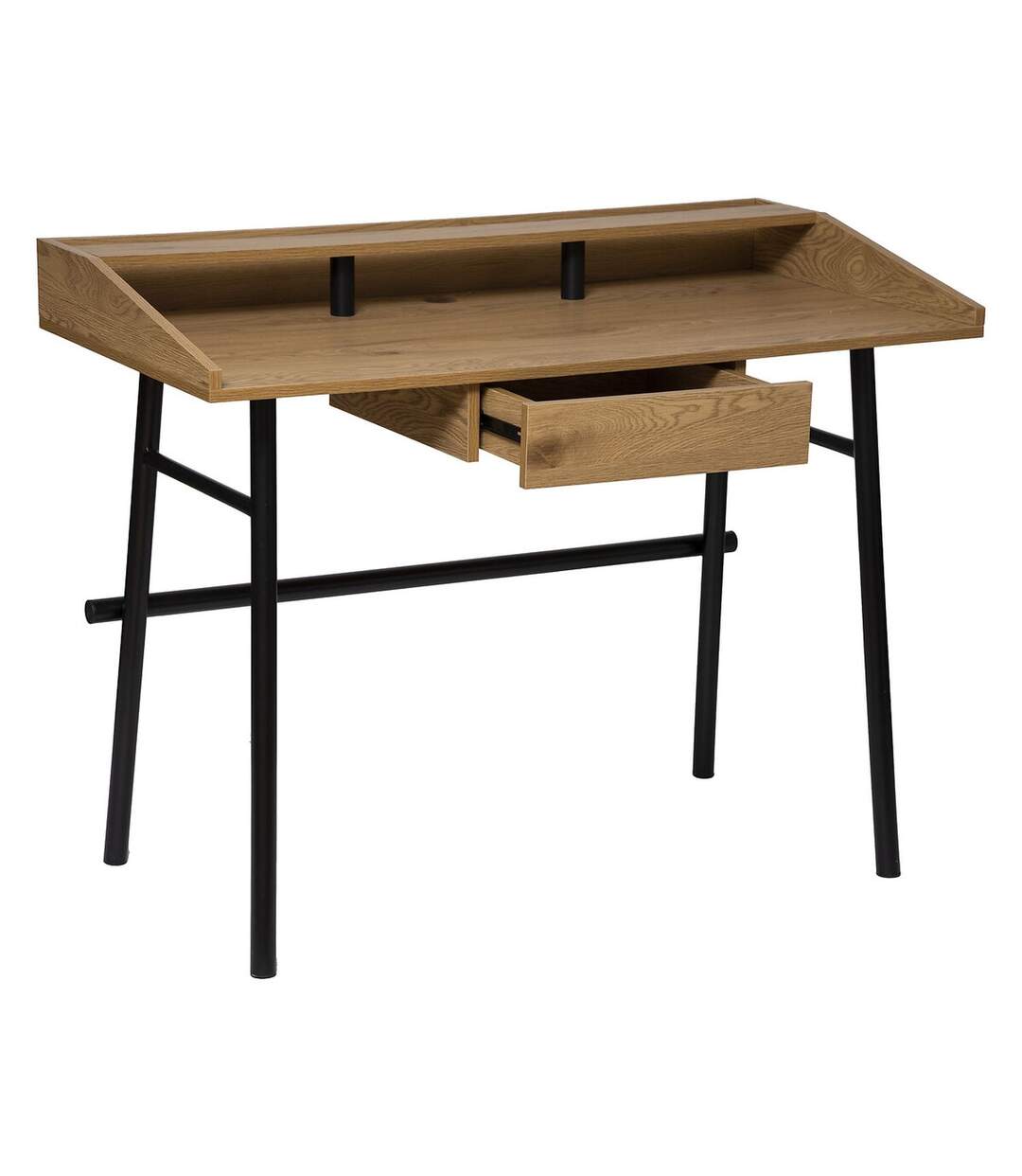 Bureau Josan en MDF avec 1 tiroir de rangement central - Effet Chêne-1
