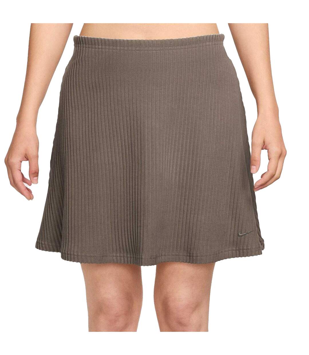 Womens/ladies Chill Ribbed Knitted Mini Skirt Mink Nike-4