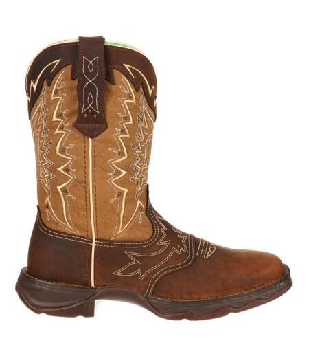 Womens/ladies Rebel Full Grain Leather Cowboy Boots Nicotine Brown Durango