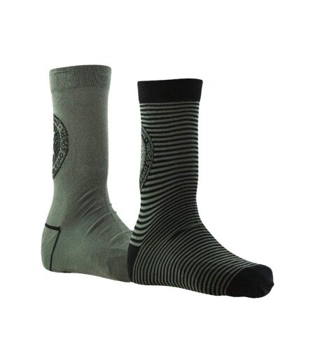 NO PUBLIK Lot de 2 paires de Chaussettes Homme Coton OVER TIME Noir Kaki
