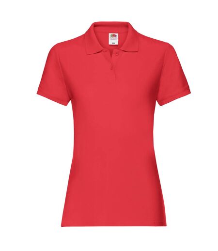 Womens/ladies premium polo shirt red Fruit of the Loom