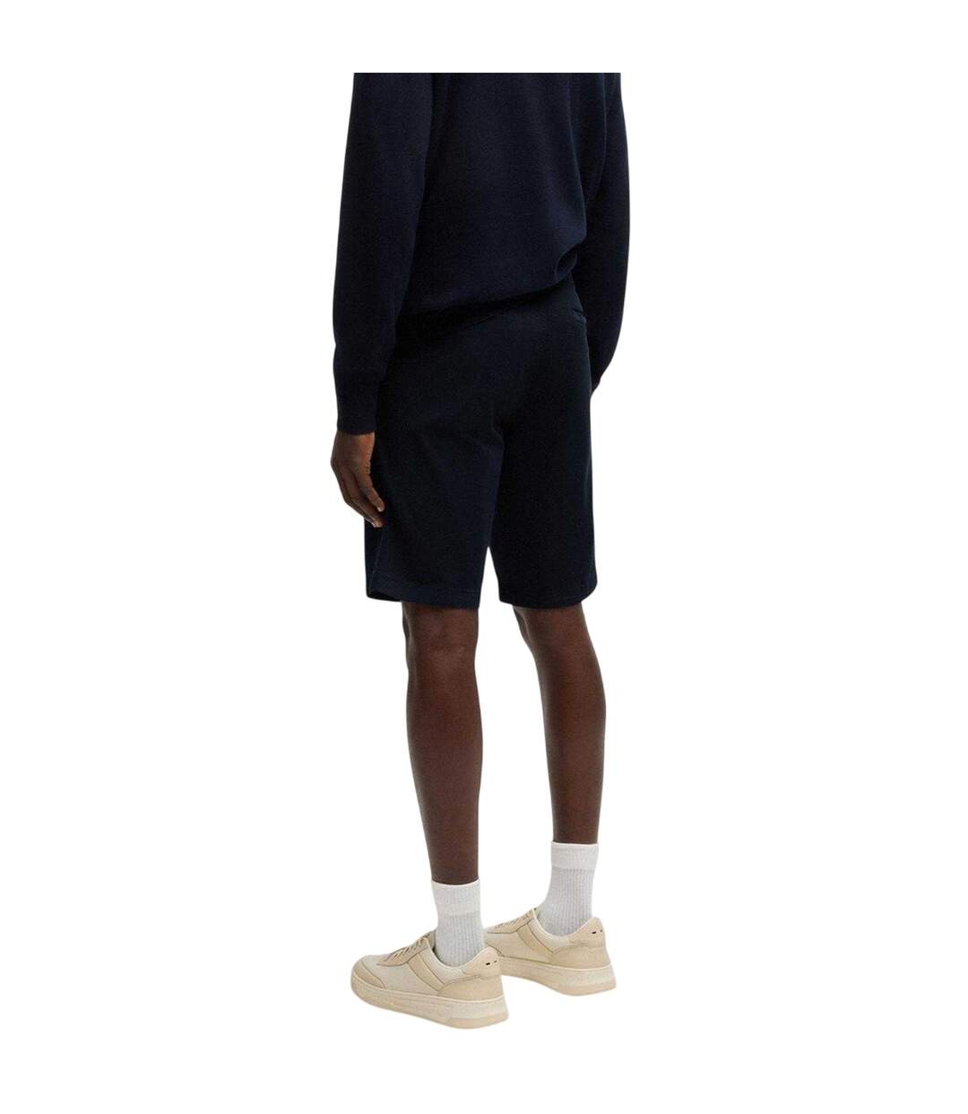 Mens Plain Slim Chino Shorts Navy Boss-3