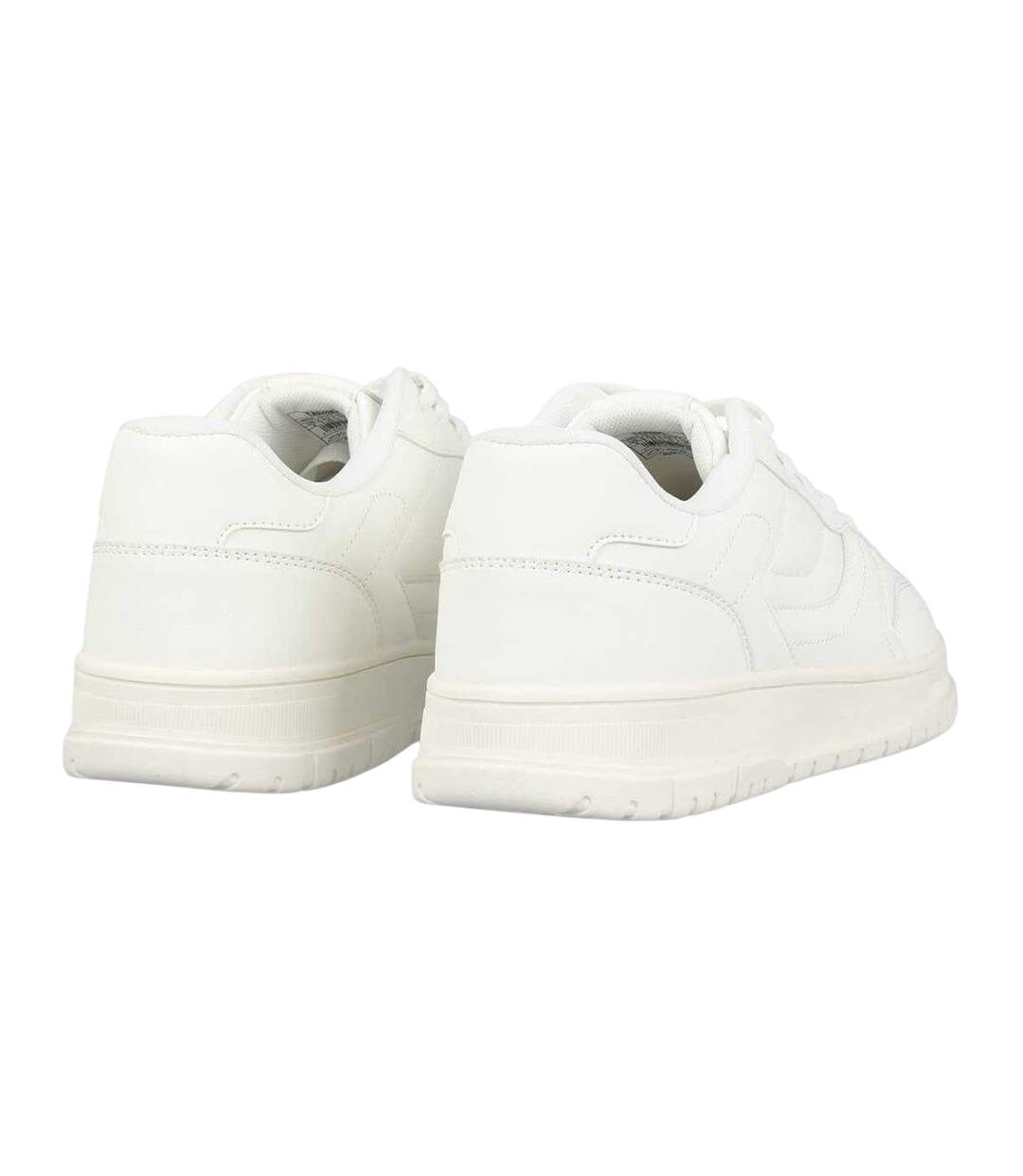 Mens Lace Up Flat Trainers White Fabric-2