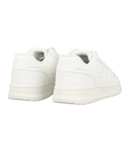 Mens Lace Up Flat Trainers White Fabric
