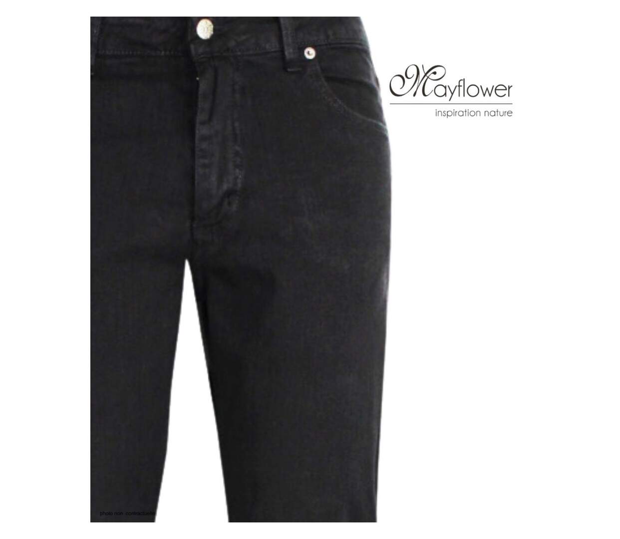 MAYFLOWER OUDA - Jean en tissu extensible pour femme : le confort absolu d'un denim stretch noir galbant-4