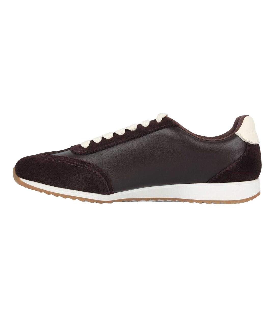 Womens/ladies Starbury Retro Leather Flat Trainers Brown White Jack Wills-2