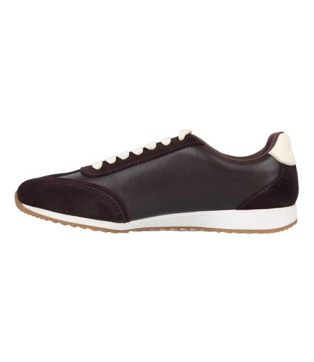 Womens/ladies Starbury Retro Leather Flat Trainers Brown White Jack Wills