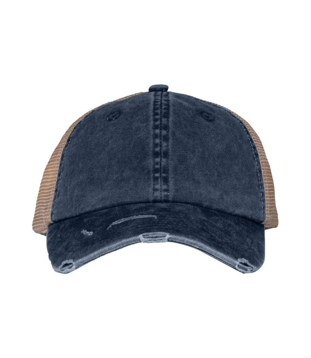 Casquette trucker destroy adulte bleu marine / beige Native Spirit-1