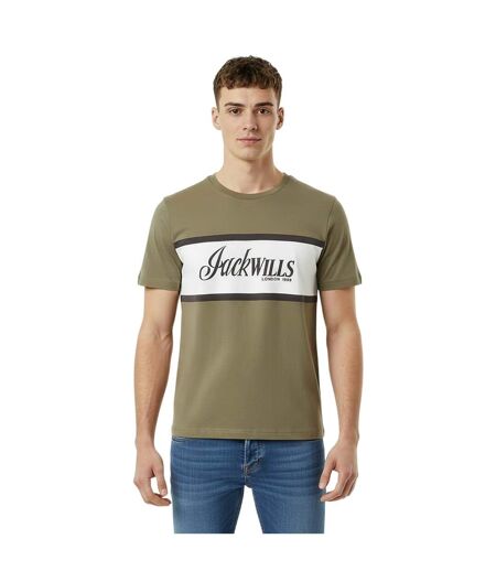 Mens Big Logo Crew Neck T-shirt Silver Sage Jack Wills