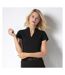 Kustom Kit Ladies Corporate Short Sleeve V-Neck Mandarin Collar Top (Black) - UTBC638