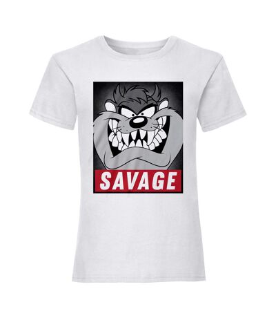 T-shirt savage femme blanc Looney Tunes