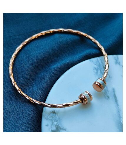 Slim Round Twist Rose Gold Minimalistic Thin Bracelet Bangle