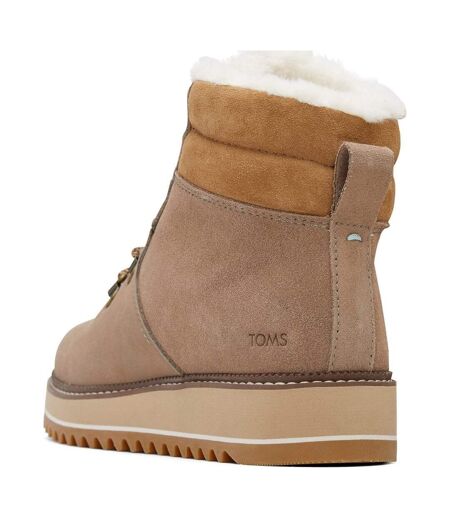 Womens/ladies Mojave Suede Ankle Boots Taupe Grey Toms