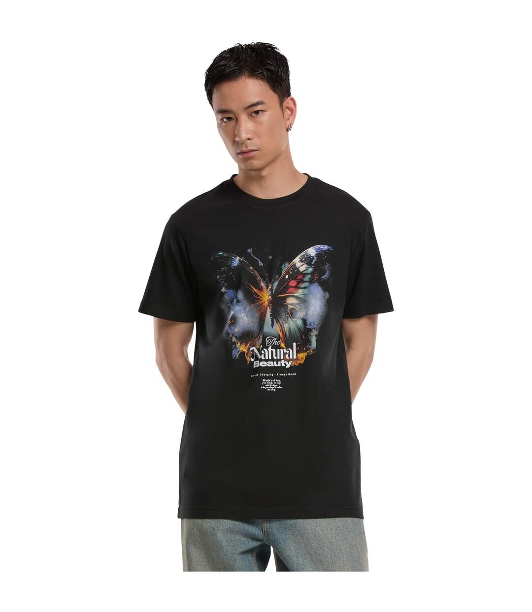 Mens The Natural Beauty Butterfly T-shirt Noir Mister Tee-4