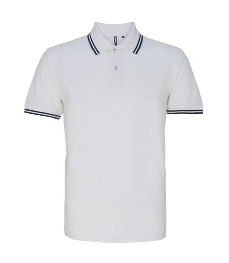 Polo homme blanc/bleu marine Asquith & Fox