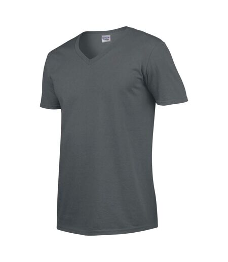 T-shirt À Manches Courtes Et Col En V Homme Gris Foncé Gildan