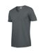 T-shirt À Manches Courtes Et Col En V Homme Gris Foncé Gildan-4