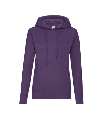 Classic lady fit hooded sweatshirt purple Fruit of the Loom