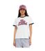 T-shirt femme col rond avec Rib contrastés et print devant Groovy Vondutch-1