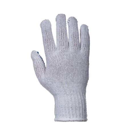 Unisex adult classic polka dot grip gloves l white/blue Portwest