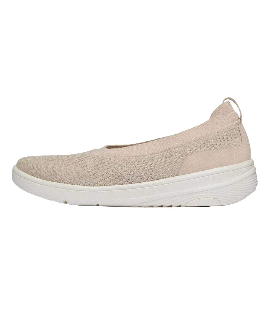 Womens/ladies Knitted Ballet Flats Beige Fit Flop-2
