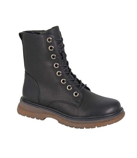 Womens/ladies Annetta Matte Pu Boots Black Cipriata