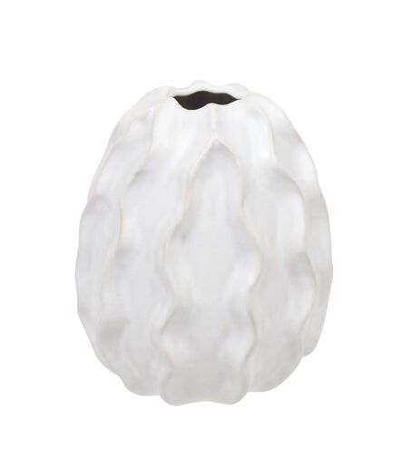 Vase Design en Céramique Sandri 17cm Blanc