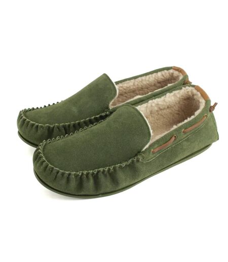 Eastern Counties Leather Mens Owen Berber Suede Moccasins (Olive) - UTEL400