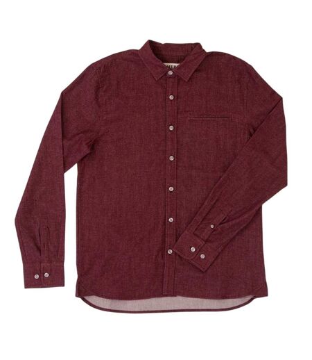 Mens Willow Collared Long-sleeved Shirt Burgundy Roamers