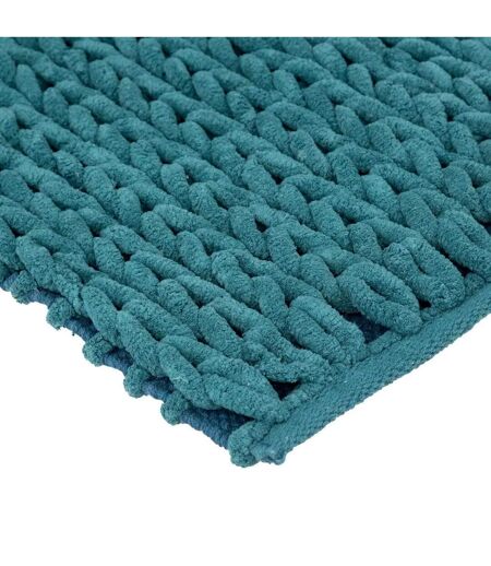 Tapis Salle de Bain Tissé Épais 50x75cm Bleu Pétrole