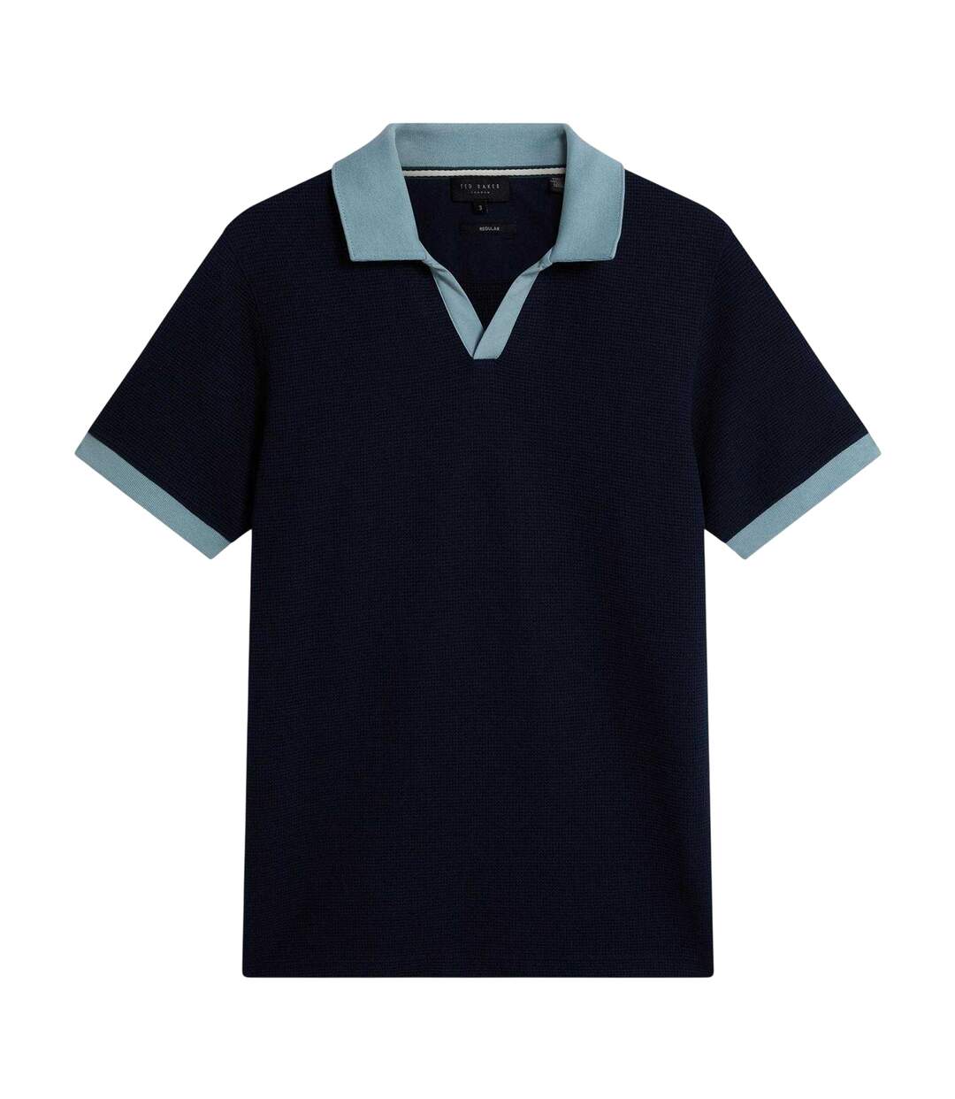 Mens Waffle Short-sleeved Polo Shirt Navy Ted Baker-2