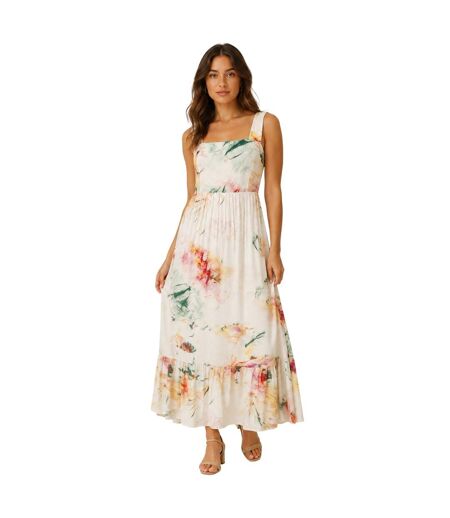 Robe Longue Motif/style Floral Femme Marron Boss