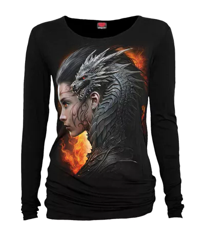T-shirt manches longues draco queen femme noir Spiral Direct