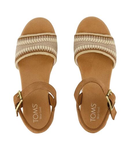 Womens/ladies Diana Suede Wedge Sandals Dark Beige Toms