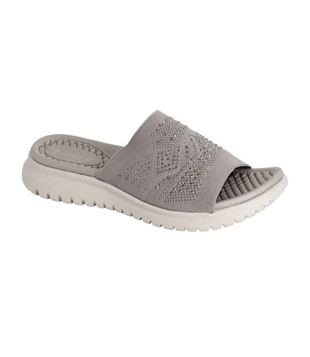Womens/ladies Eliana Diamante Sliders Grey Cipriata