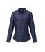Womens/ladies Denim Jean Style Stitching Shirt Indigo Denim Premier-1