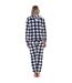 Ensemble De Pyjama Long Motif/style À Carreaux Femme Bleu Marine Blanc Keanu-3