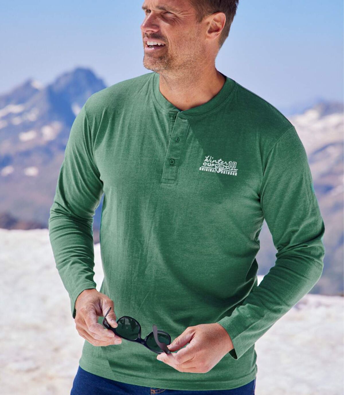 3er-Pack T-Shirts mit Henleykragen Atlas For Men