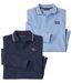 Pack of 2 Men's Piqué Polo Shirts - Navy Sky Blue 