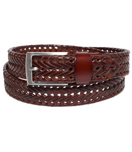 Men's Brown Braided Split Leather Belt