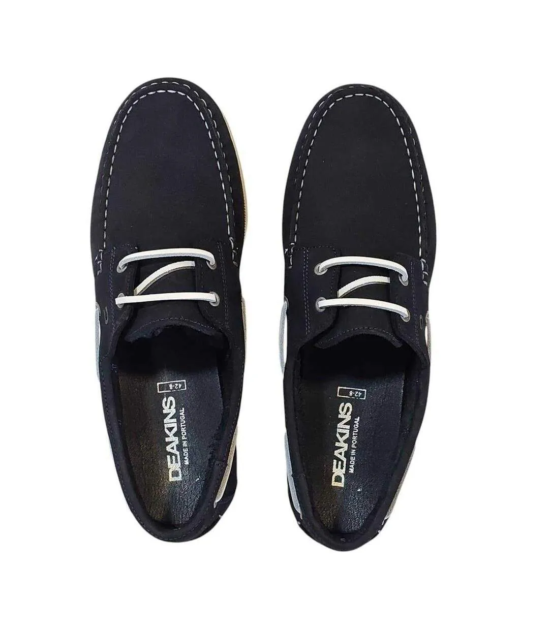 Mens Monteiro Leather Boat Shoes Navy Nicholas Deakins-4