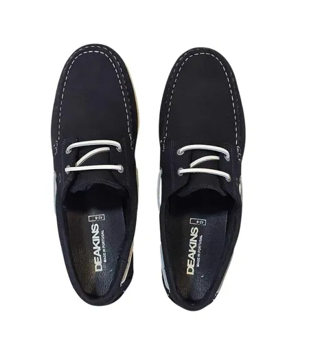 Mens Monteiro Leather Boat Shoes Navy Nicholas Deakins