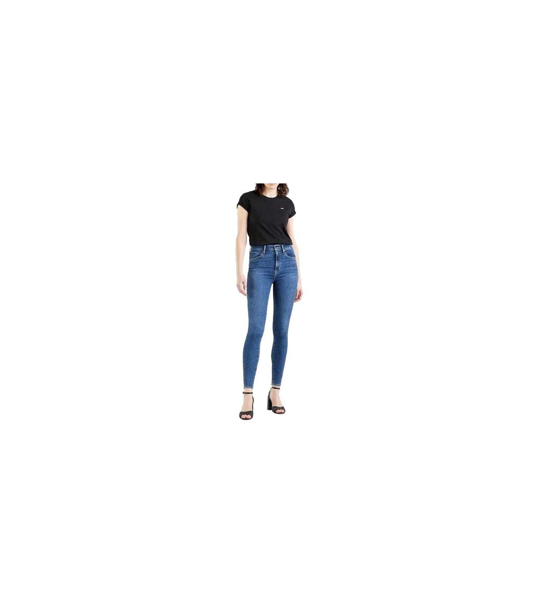 Womens/ladies Mile High Cotton Blend Super Skinny Jeans Denim Blue Denim Levis-1