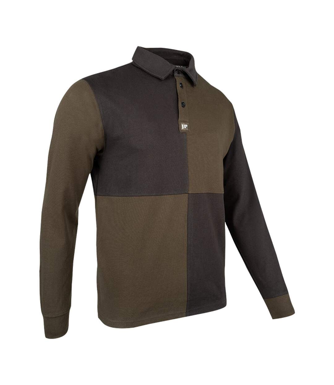 Mens Rugby Long-sleeved Polo Shirt Green Black Jack Pyke-4