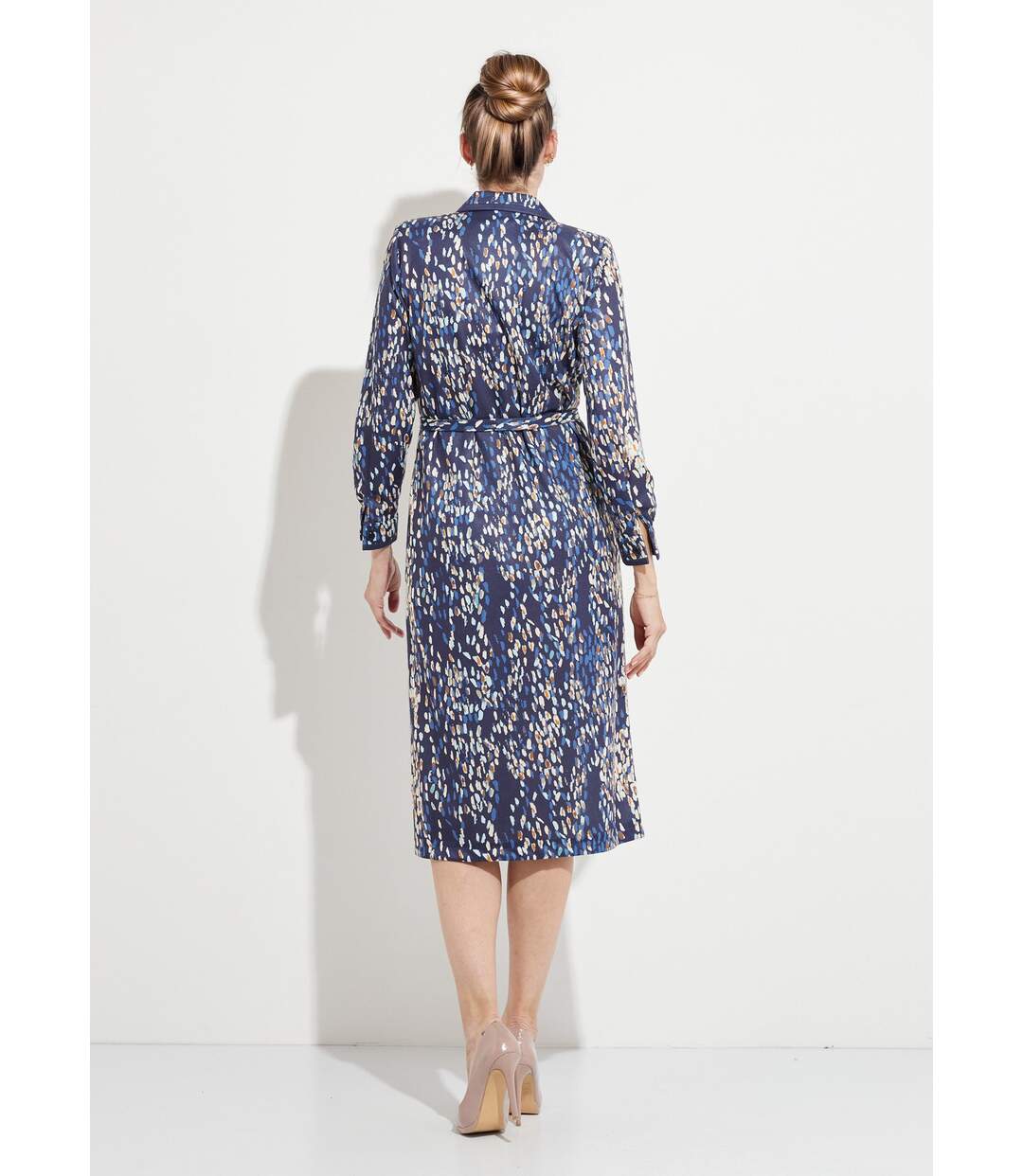 Robe mi longue col tailleur double boutonnage-2